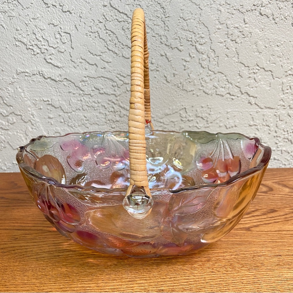 Vintage Indiana Glass Fruit Bowl with Handle